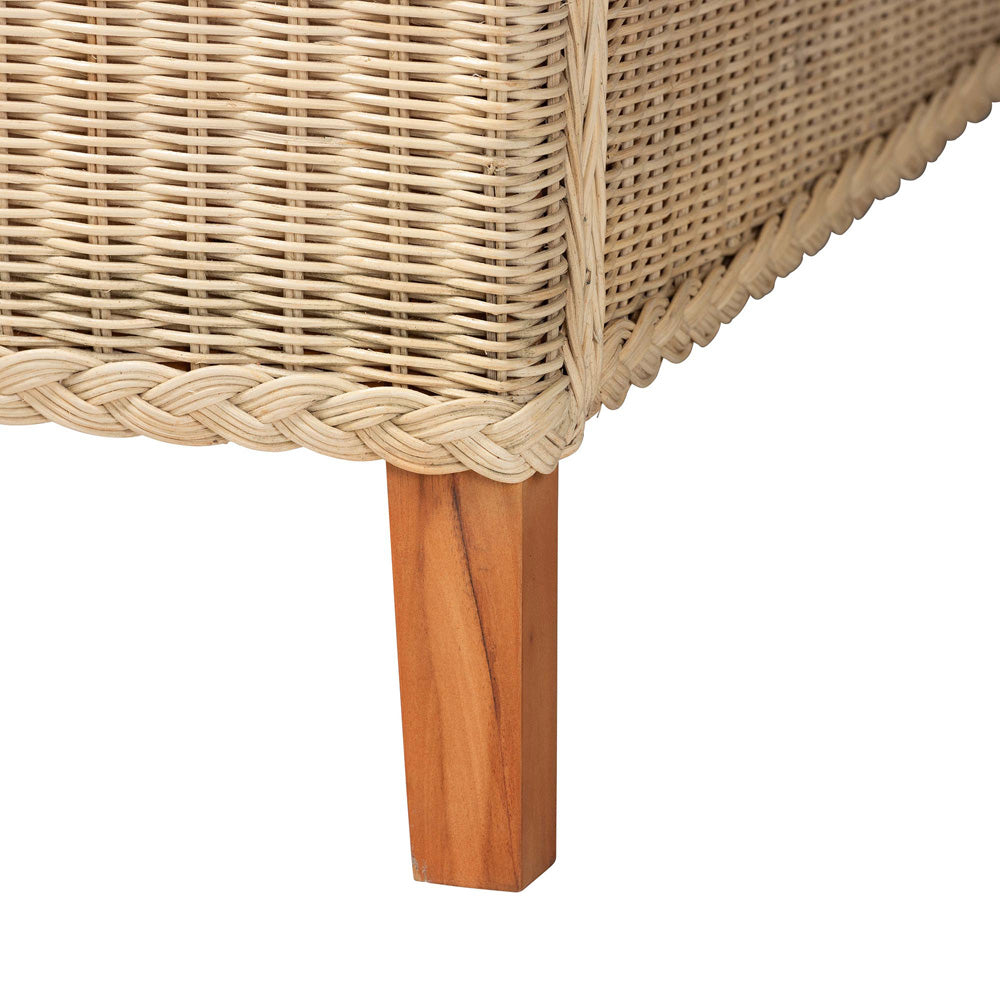 bali & pari - Lanica Queen Size Bed in Sun-bleached Rattan - Braided Sun Bleached Ivory-Wood/Rattan-Queen-New view 5