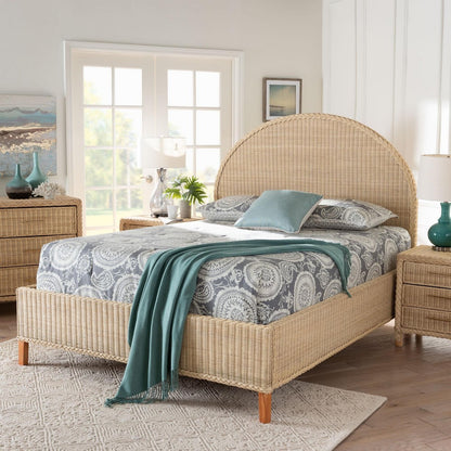 bali & pari - Lanica Queen Size Bed in Sun-bleached Rattan - Braided Sun Bleached Ivory-Wood/Rattan-Queen-New view 7