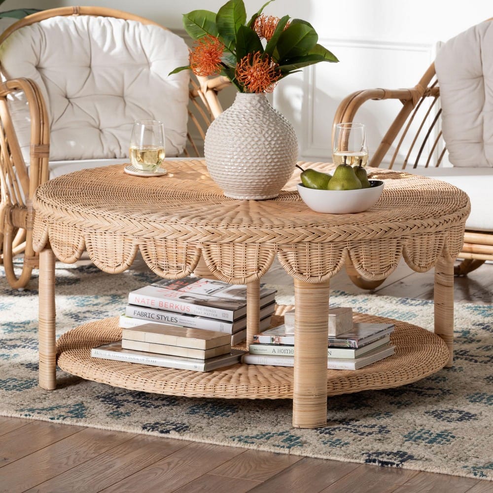 bali & pari - Latoya Coffee Table in Natural Brown - WS182-Natural Rattan-Coffee Table view 7