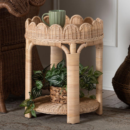 bali & pari  - Latoya End Table in Natural Brown - WS156/Smaller-Natural Rattan-ET view 7