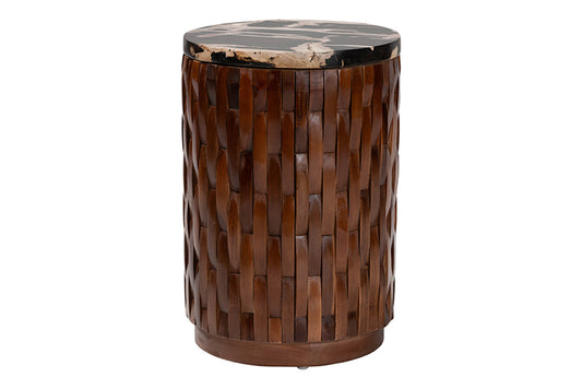 bali & pari - Lavanya End Table - J2820S-PW-16PCDT-Blk/Cream/Antique Wood-ET view 1