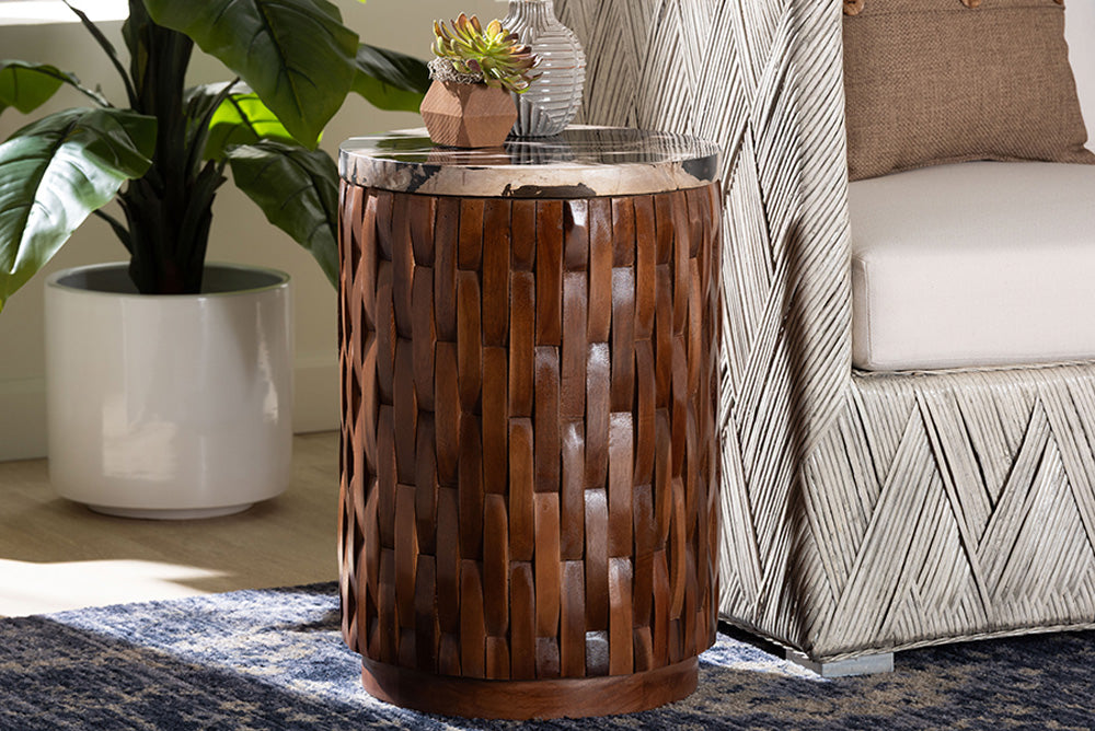 bali & pari - Lavanya End Table - J2820S-PW-16PCDT-Blk/Cream/Antique Wood-ET view 5