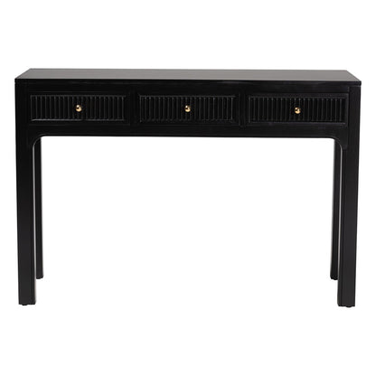 bali & pari - Leah Console Table in Black - Leah-Black-Wooden-3DRW-Console Table view 3