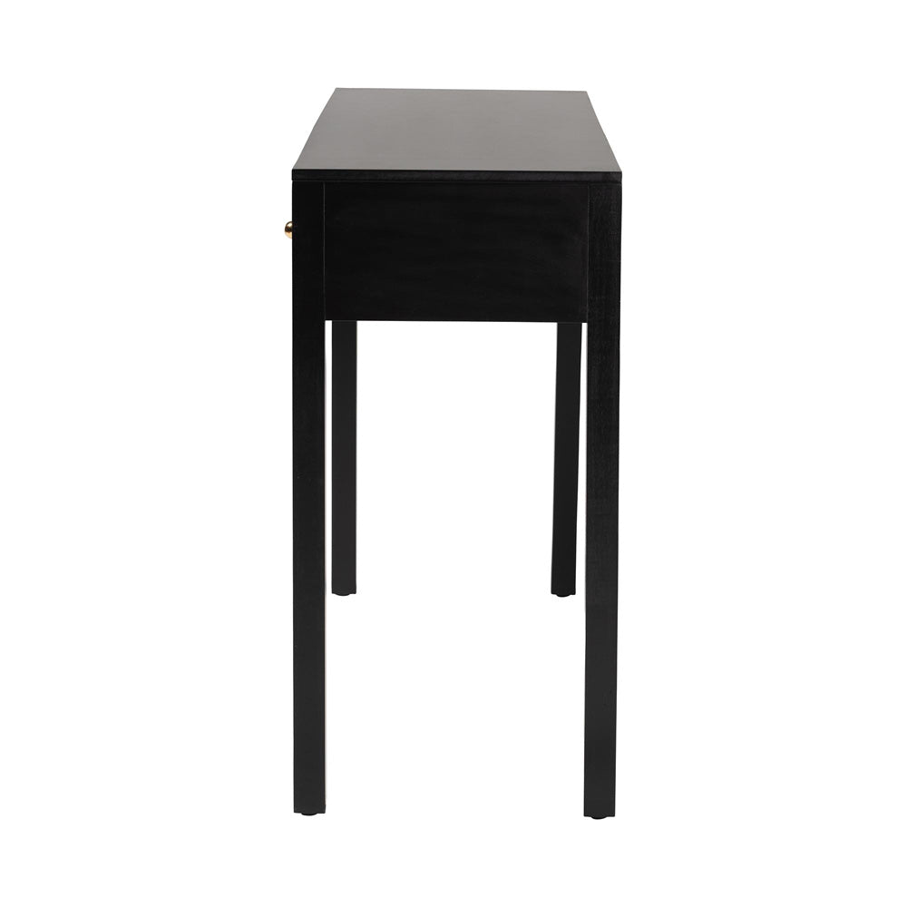 bali & pari - Leah Console Table in Black - Leah-Black-Wooden-3DRW-Console Table view 4