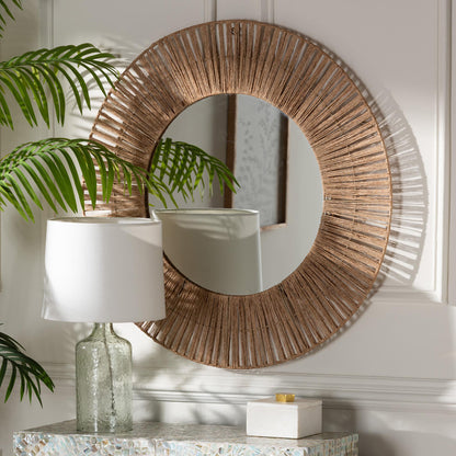 bali & pari - Leala Mirror in Natural Brown - F232-FT30-Jute-Mirror view 3