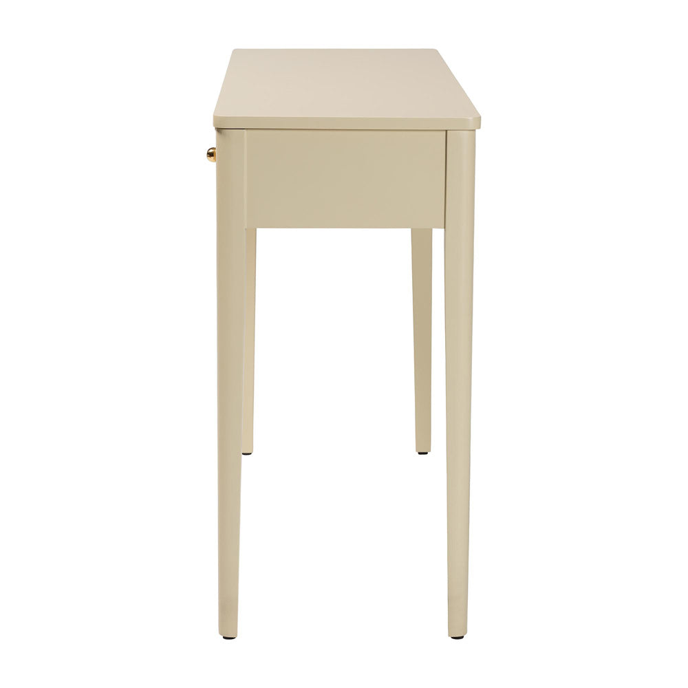 bali & pari - Leeba Console Table in Beige - Leeba-Beige-Wooden-3DRW-Console Table view 4
