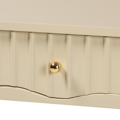 bali & pari - Leeba Console Table in Beige - Leeba-Beige-Wooden-3DRW-Console Table view 6