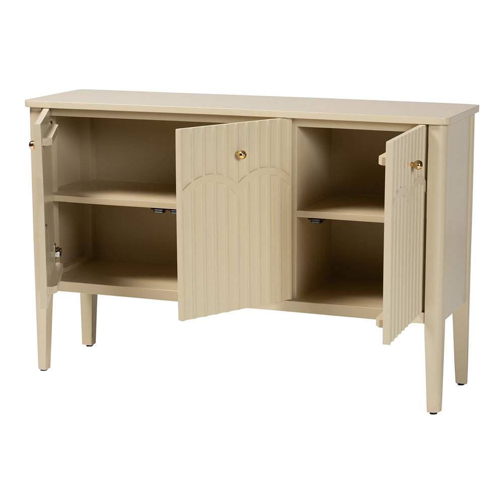 bali & pari - Leeba Sideboard in Beige - Leeba-Beige-Wooden-3DR-Sideboard view 2