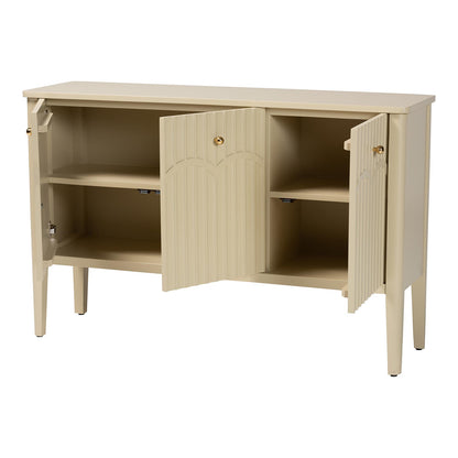 bali & pari - Leeba Sideboard in Beige - Leeba-Beige-Wooden-3DR-Sideboard view 2