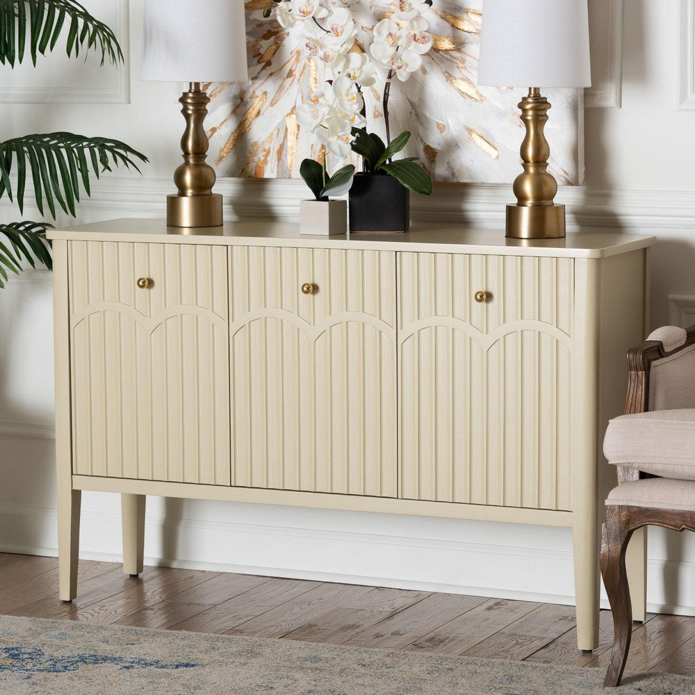 bali & pari - Leeba Sideboard in Beige - Leeba-Beige-Wooden-3DR-Sideboard view 9