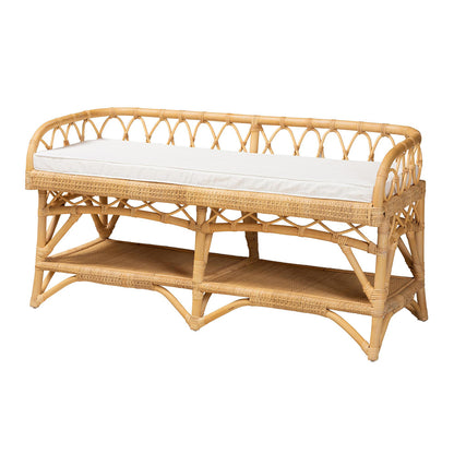 bali & pari - Leryn Bench in White/Natural Brown - WS20-Rattan-Bench view 1