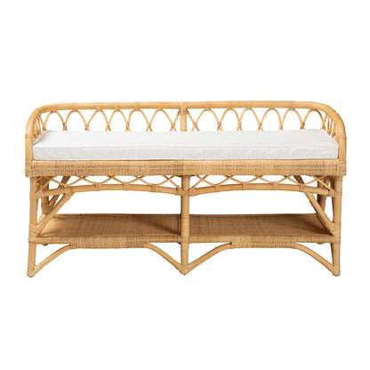 bali & pari - Leryn Bench in White/Natural Brown - WS20-Rattan-Bench view 2