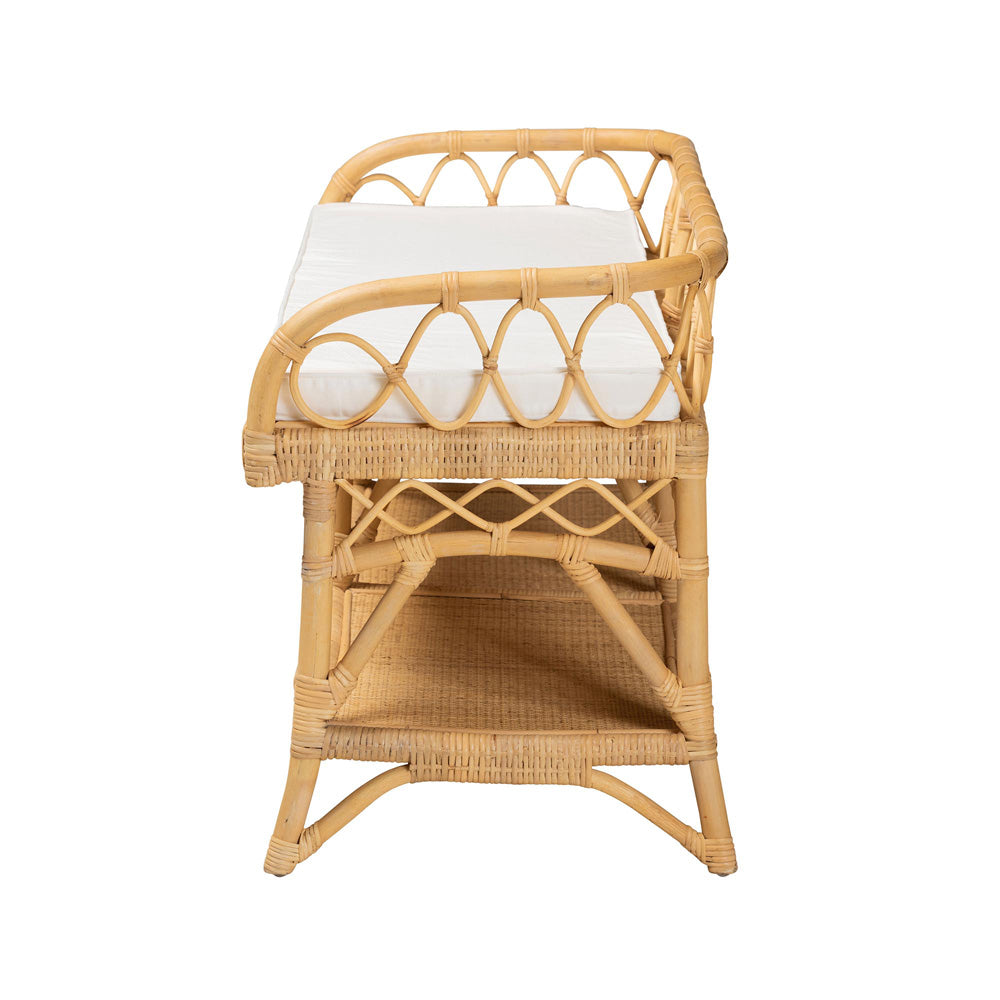 bali & pari - Leryn Bench in White/Natural Brown - WS20-Rattan-Bench view 3