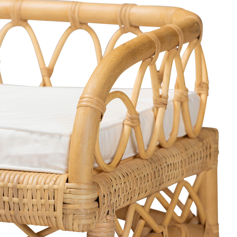 bali & pari - Leryn Bench in White/Natural Brown - WS20-Rattan-Bench view 5