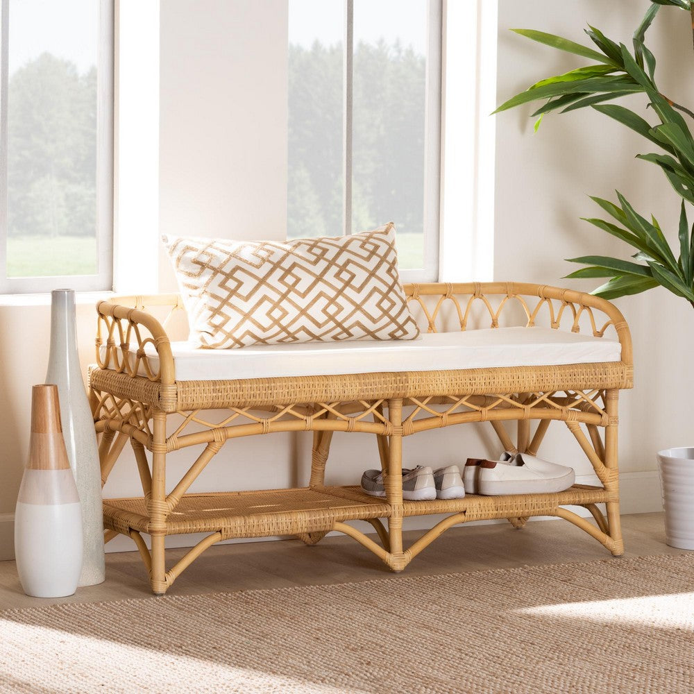 bali & pari - Leryn Bench in White/Natural Brown - WS20-Rattan-Bench view 8
