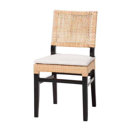 bali & pari - LesiaDining Chair in Natural Rattan/Espresso Brown - Lesia-MDN-Dark Brown-Cushion-DC view 1