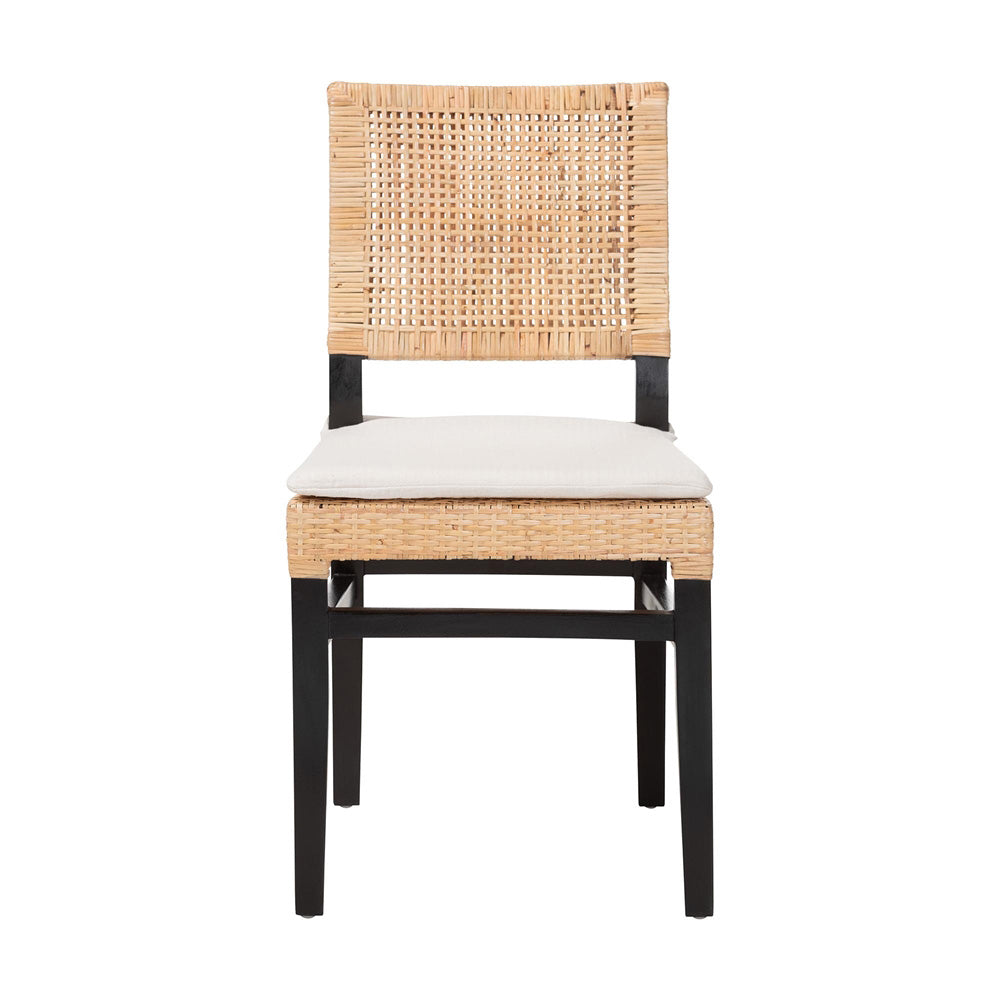 bali & pari - LesiaDining Chair in Natural Rattan/Espresso Brown - Lesia-MDN-Dark Brown-Cushion-DC view 2