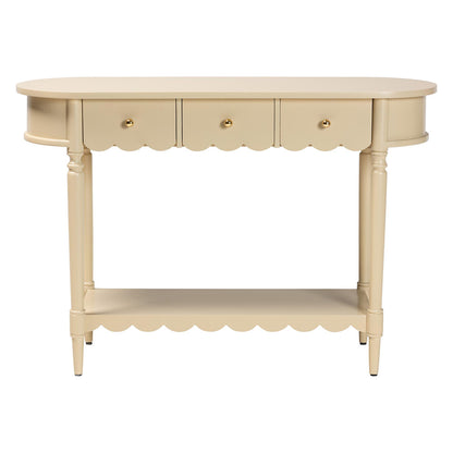 bali & pari - Liba Console Table in Biscotti Beige - Liba-Beige-Wooden-3DRW-Console Table view 3