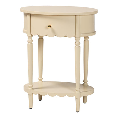 bali & pari - Liba End Table in Biscotti Beige - Liba-Round-Beige-Wooden-1DRW-ET view 1