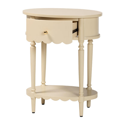 bali & pari - Liba End Table in Biscotti Beige - Liba-Round-Beige-Wooden-1DRW-ET view 2