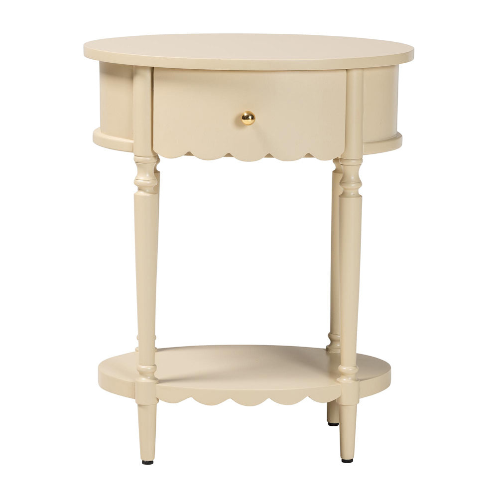 bali & pari - Liba End Table in Biscotti Beige - Liba-Round-Beige-Wooden-1DRW-ET view 3