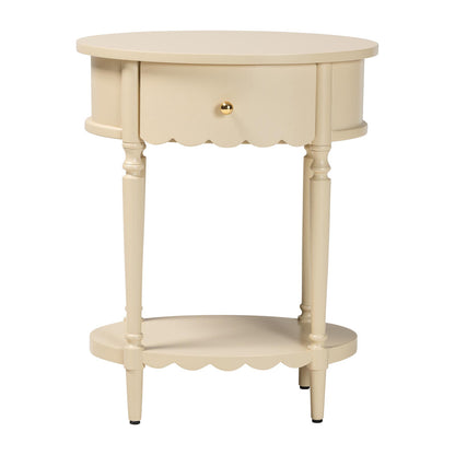 bali & pari - Liba End Table in Biscotti Beige - Liba-Round-Beige-Wooden-1DRW-ET view 3