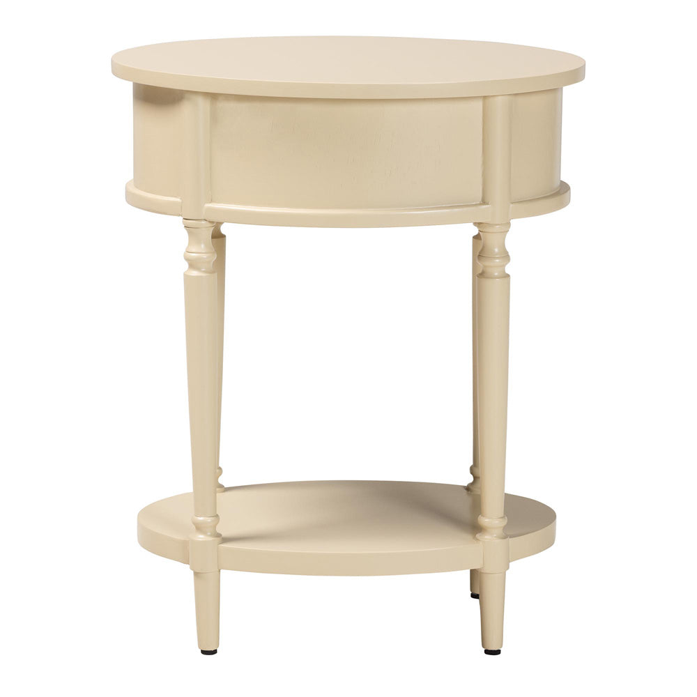 bali & pari - Liba End Table in Biscotti Beige - Liba-Round-Beige-Wooden-1DRW-ET view 5