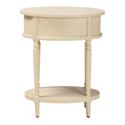 bali & pari - Liba End Table in Biscotti Beige - Liba-Round-Beige-Wooden-1DRW-ET view 5