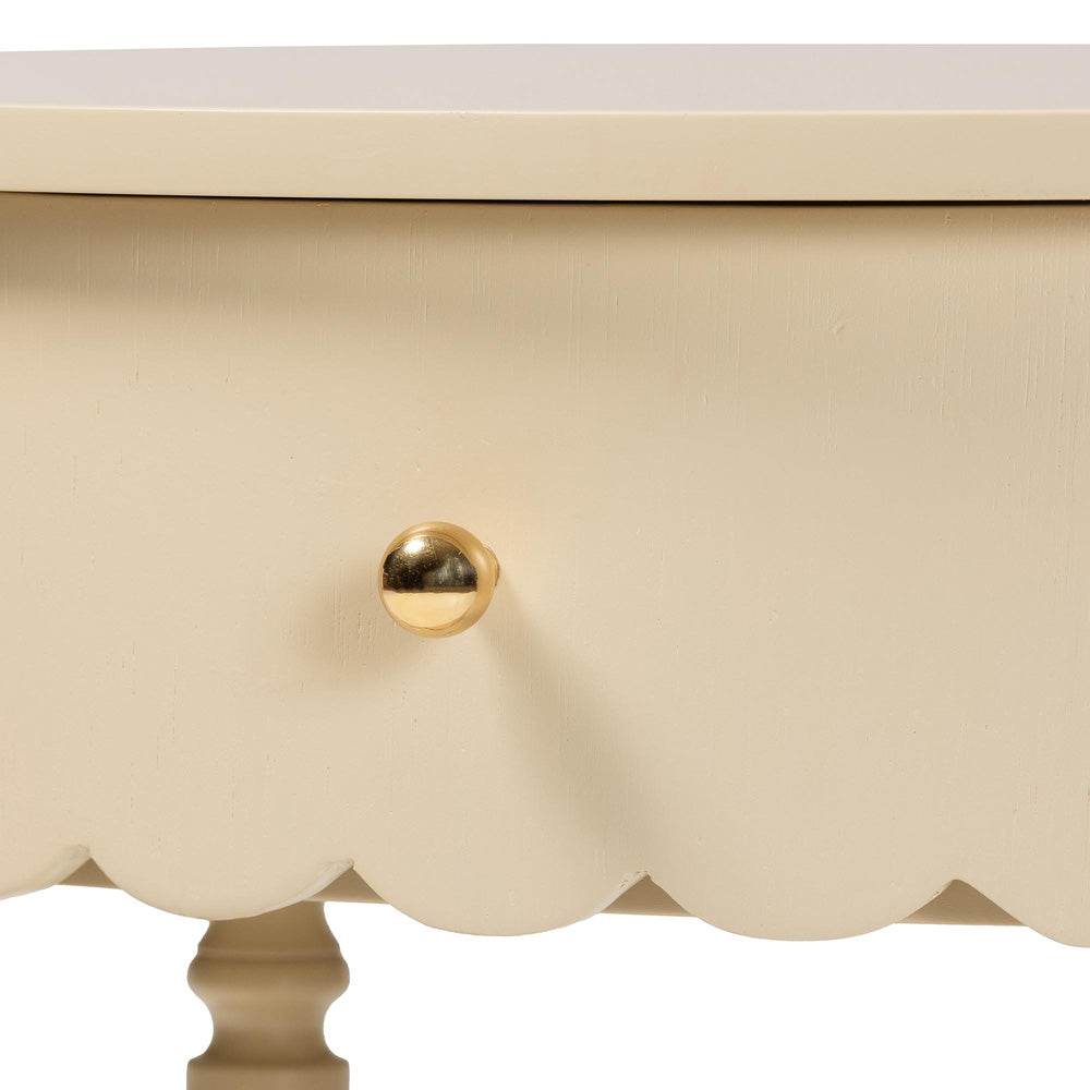 bali & pari - Liba End Table in Biscotti Beige - Liba-Round-Beige-Wooden-1DRW-ET view 6