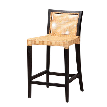 bali & pari - Lingga Counter Stool in Dark Brown/Natural Brown - Lingga-Mahogany-CS view 1