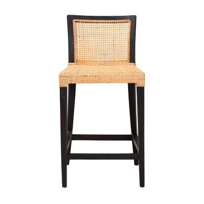 bali & pari - Lingga Counter Stool in Dark Brown/Natural Brown - Lingga-Mahogany-CS view 2