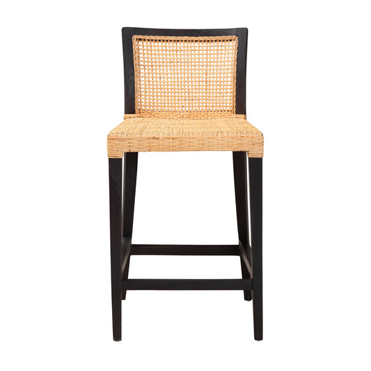 bali & pari - Lingga Counter Stool in Dark Brown/Natural Brown - Lingga-Mahogany-CS view 2
