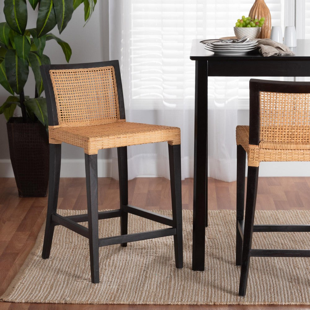 bali & pari - Lingga Counter Stool in Dark Brown/Natural Brown - Lingga-Mahogany-CS view 8