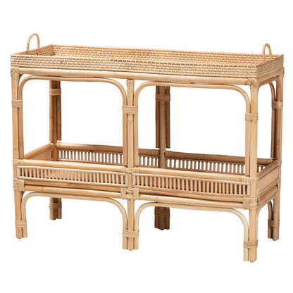 bali & pari - Lombok Console Table in Natural Brown - Lombok-Rattan-Console Table view 1