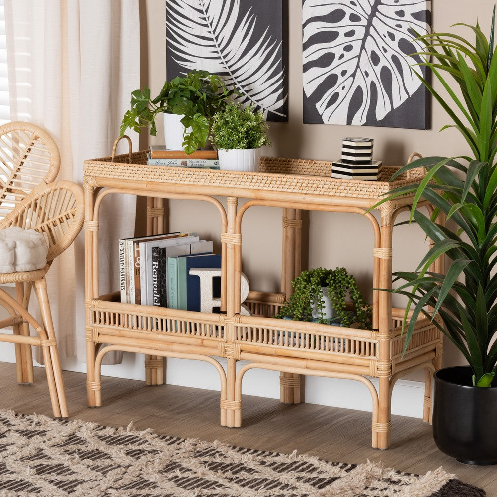 bali & pari - Lombok Console Table in Natural Brown - Lombok-Rattan-Console Table view 7
