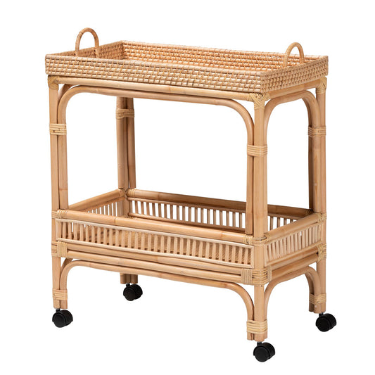 bali & pari - Lombok Kitchen Cart in Natural Brown - Lombok-Rattan-Cart view 1