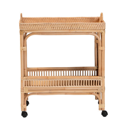bali & pari - Lombok Kitchen Cart in Natural Brown - Lombok-Rattan-Cart view 2
