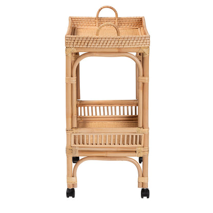 bali & pari - Lombok Kitchen Cart in Natural Brown - Lombok-Rattan-Cart view 3