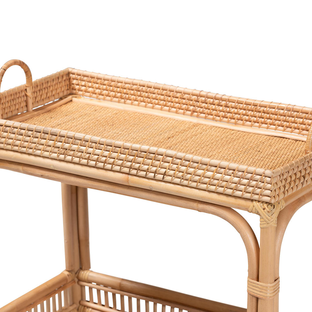 bali & pari - Lombok Kitchen Cart in Natural Brown - Lombok-Rattan-Cart view 4