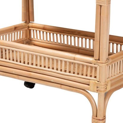 bali & pari - Lombok Kitchen Cart in Natural Brown - Lombok-Rattan-Cart view 5