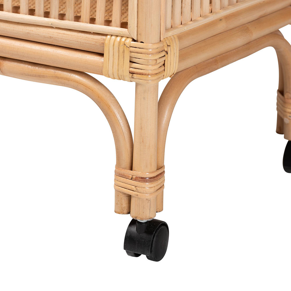 bali & pari - Lombok Kitchen Cart in Natural Brown - Lombok-Rattan-Cart view 6