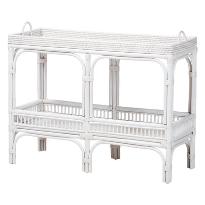 bali & pari - LombokConsole Table in White - Lombok-Rattan-White-Console Table view 1