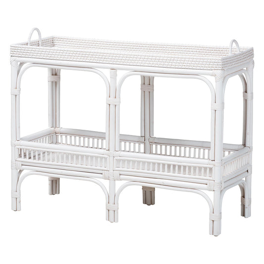 bali & pari - LombokConsole Table in White - Lombok-Rattan-White-Console Table view 1