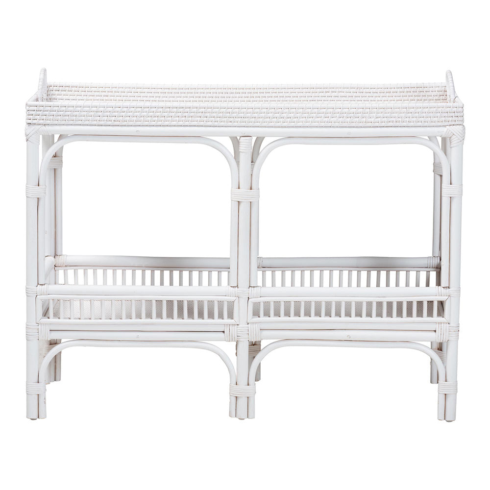 bali & pari - LombokConsole Table in White - Lombok-Rattan-White-Console Table view 2
