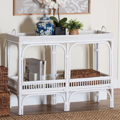 bali & pari - LombokConsole Table in White - Lombok-Rattan-White-Console Table view 7
