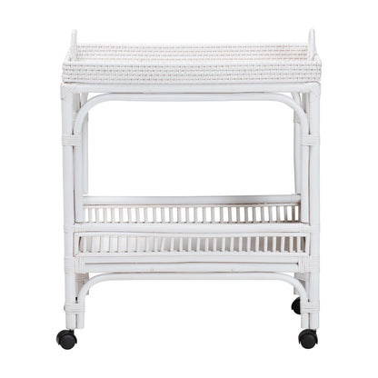 bali & pari - LombokWine Cart in White - Lombok-Rattan-White-Cart view 2