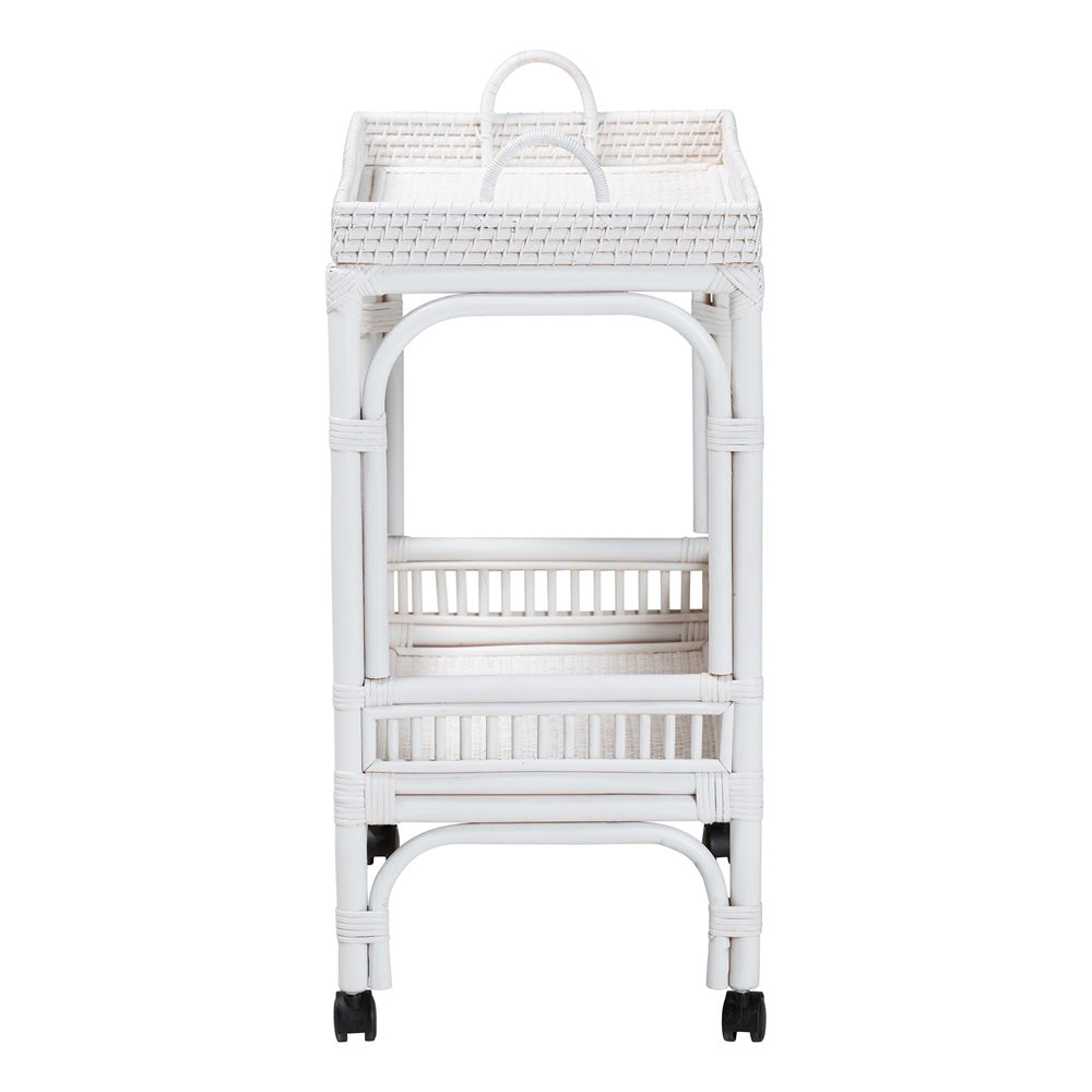 bali & pari - LombokWine Cart in White - Lombok-Rattan-White-Cart view 3