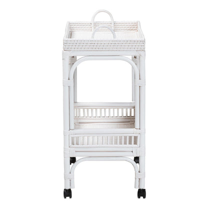 bali & pari - LombokWine Cart in White - Lombok-Rattan-White-Cart view 3