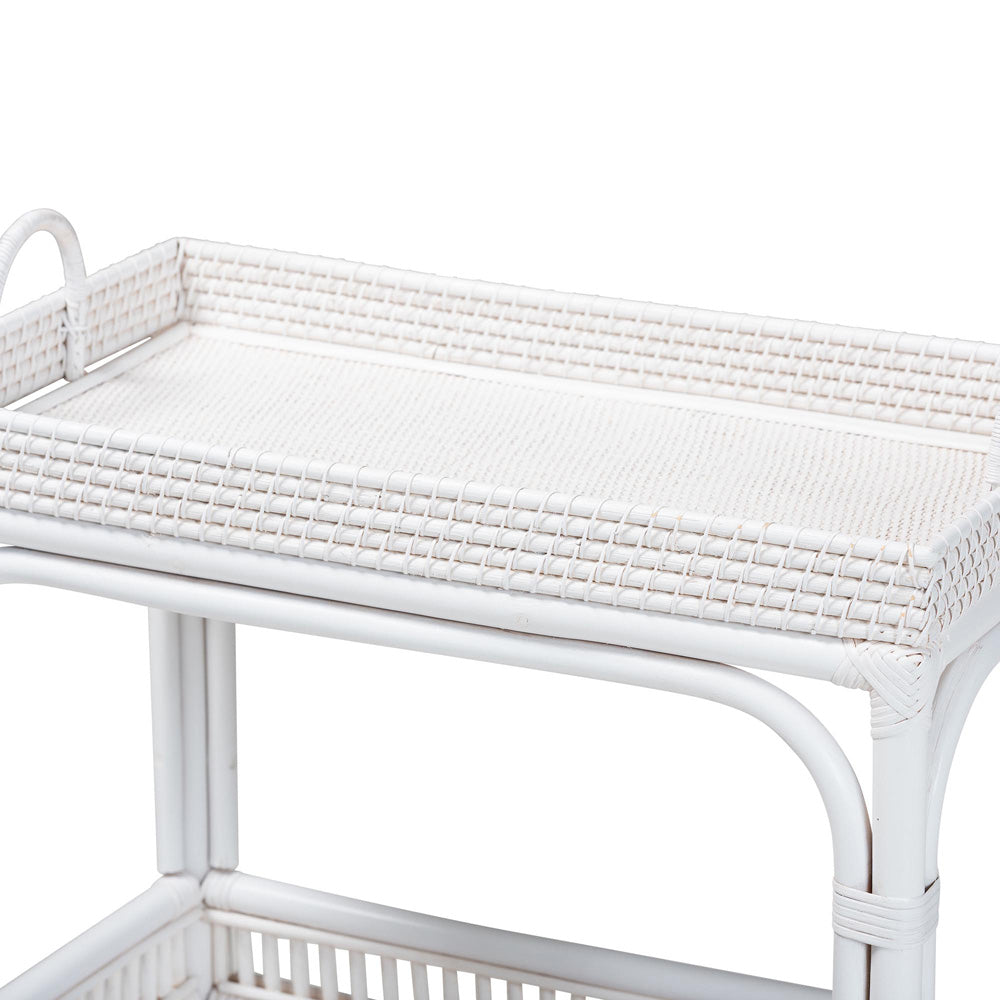 bali & pari - LombokWine Cart in White - Lombok-Rattan-White-Cart view 4