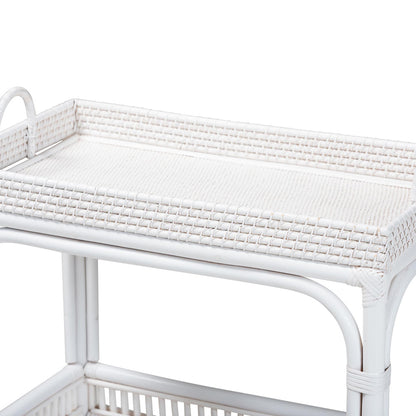bali & pari - LombokWine Cart in White - Lombok-Rattan-White-Cart view 4